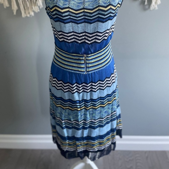 Laundry by Shelli Segal Dress Mixed Zigzag Crochet Knit Dress Blue - Picture 7 of 7